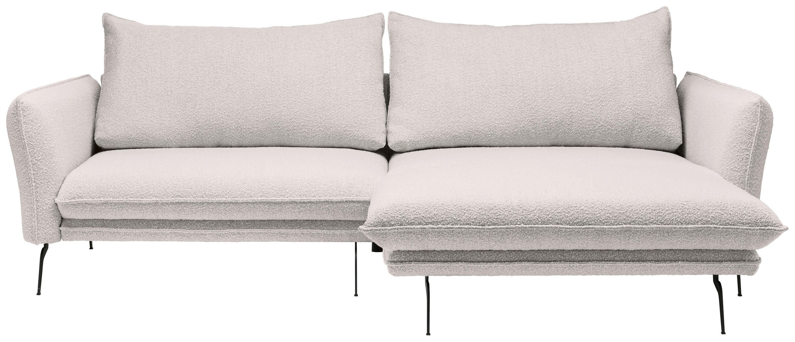 ECKSOFA Rosa Bouclé  - Schwarz/Rosa, Design, Textil/Metall (277/182cm) - Stylife