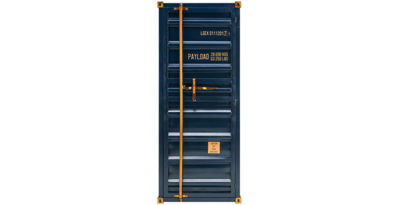 BARSCHRANK Mangoholz Hartholz Blau, Goldfarben - Blau/Goldfarben, Trend, Holz/Holzwerkstoff (73/176/41cm) - Ambia Home