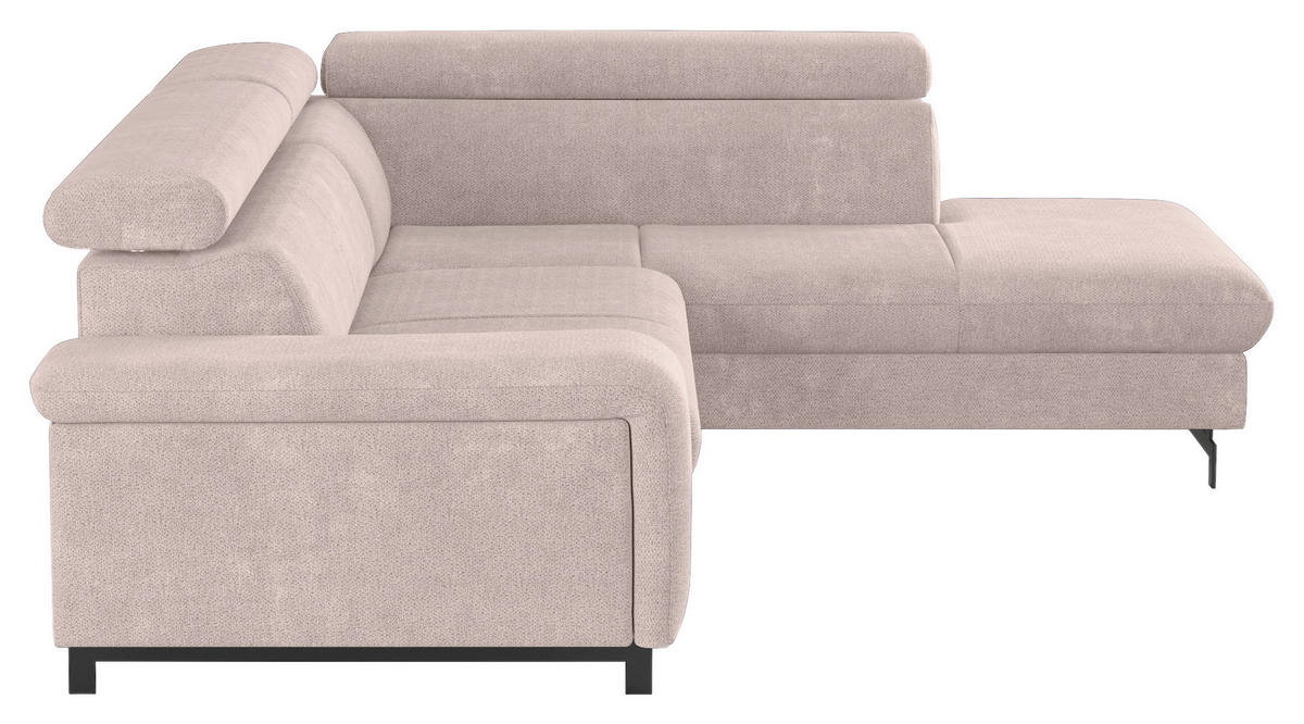 ECKSOFA Creme Chenille  - Creme/Schwarz, Textil/Metall (262/215cm) - MID.YOU