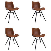STUHL-SET 4 Stück  in Lederlook  - Cognac/Schwarz, KONVENTIONELL, Textil/Metall (47/82/55cm) - MID.YOU