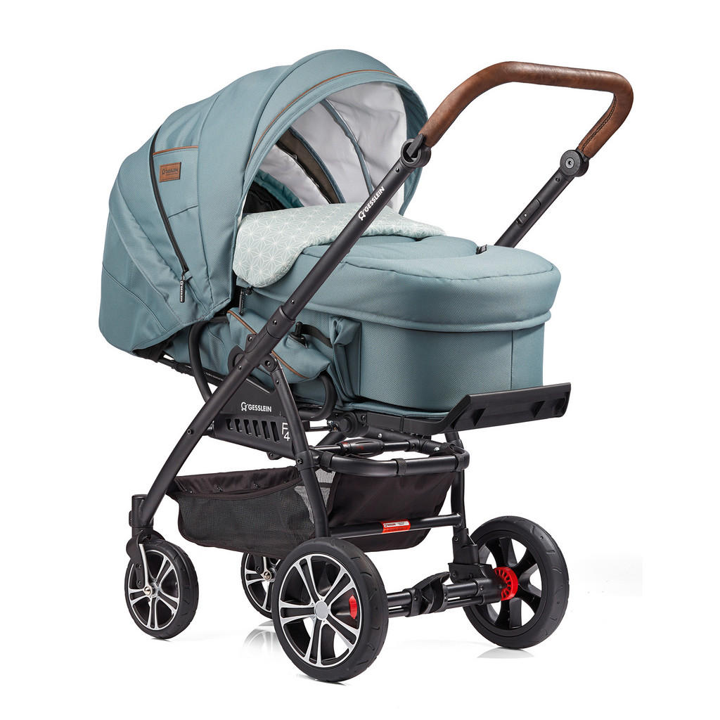 Thumbnail - Gesslein Kinderwagenset F4 Air+, Braun, Weiß, Petrol, Mintgrün, Textil, 57x129x100 cm, EN 1888, UV 50+, Made in Germany,...