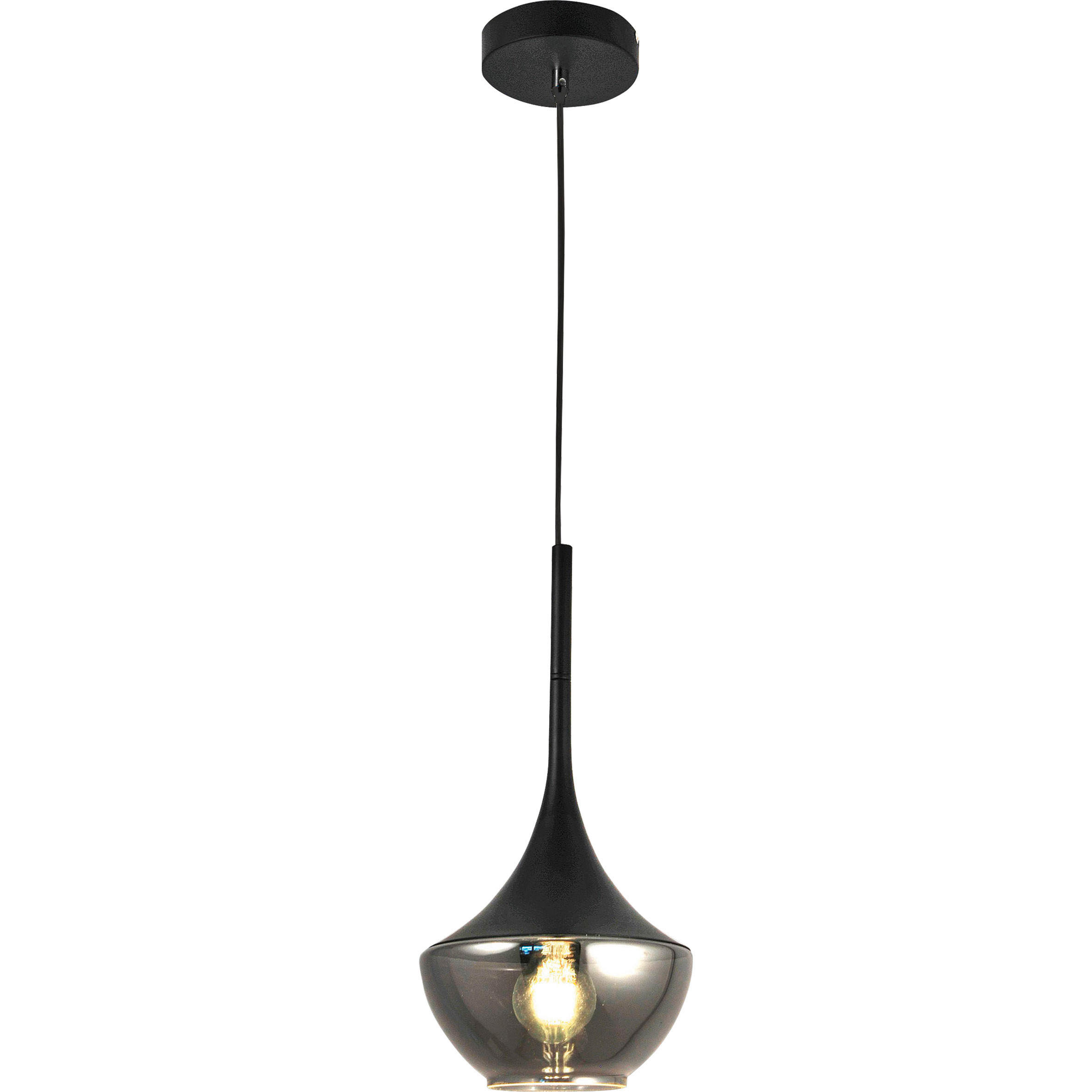PENDELLEUCHTE Apollo 20/200 cm   - Schwarz, Design, Glas/Metall (20/200cm) - Fabas Luce
