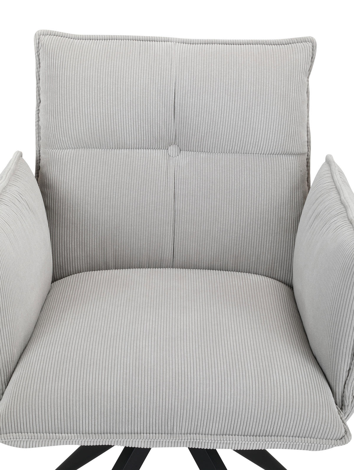 ARMLEHNSTUHL  in Eisen Cord  - Hellgrau/Schwarz, Design, Textil/Metall (63,5/85/63,5cm) - Novel