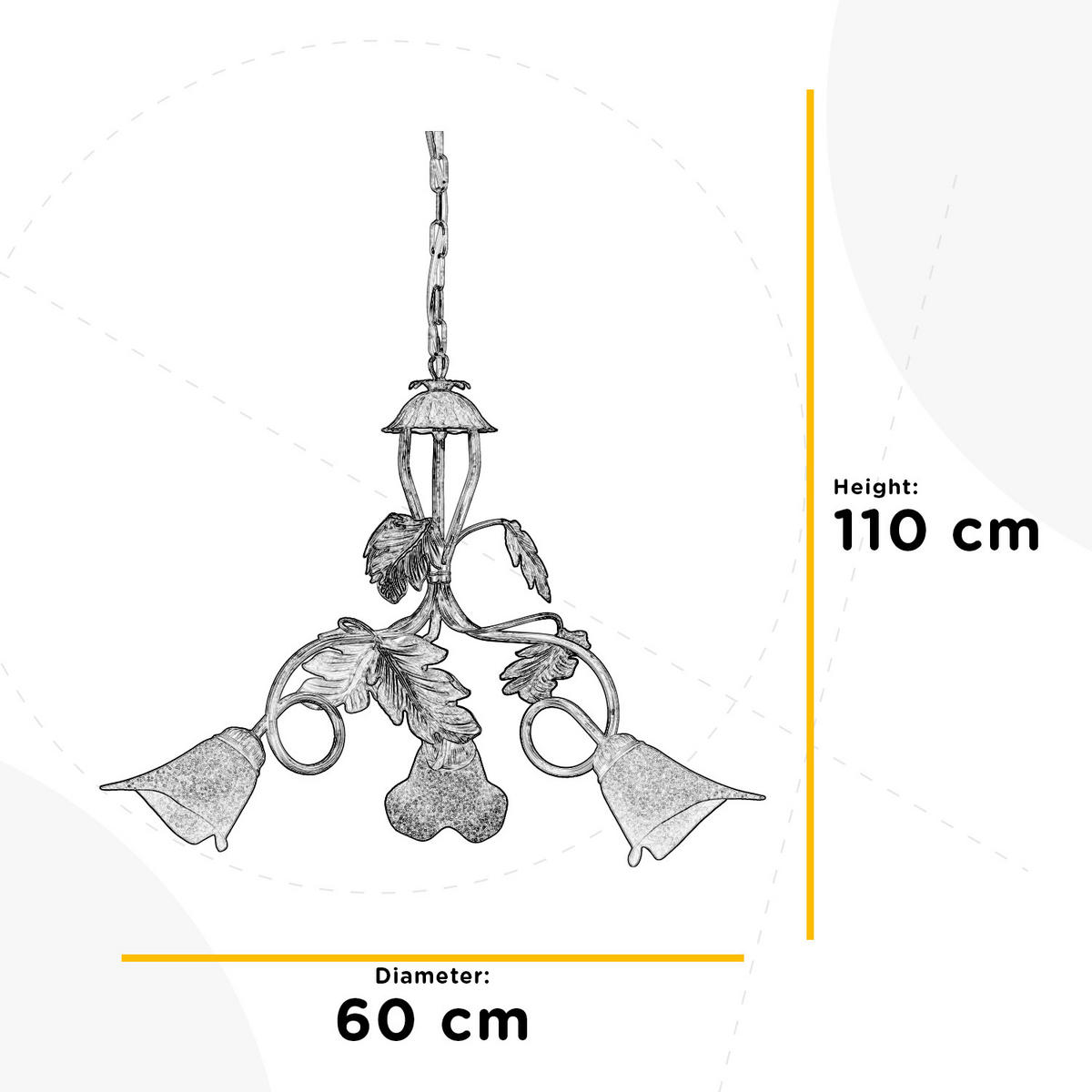 KRONLEUCHTER 60/110 cm   - Silberfarben/Weiß, KONVENTIONELL, Glas/Metall (60/110cm)