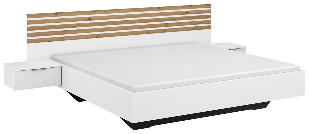 BETTANLAGE - Weiß/Eiche Artisan, MODERN (180/200cm) - Rauch Möbel