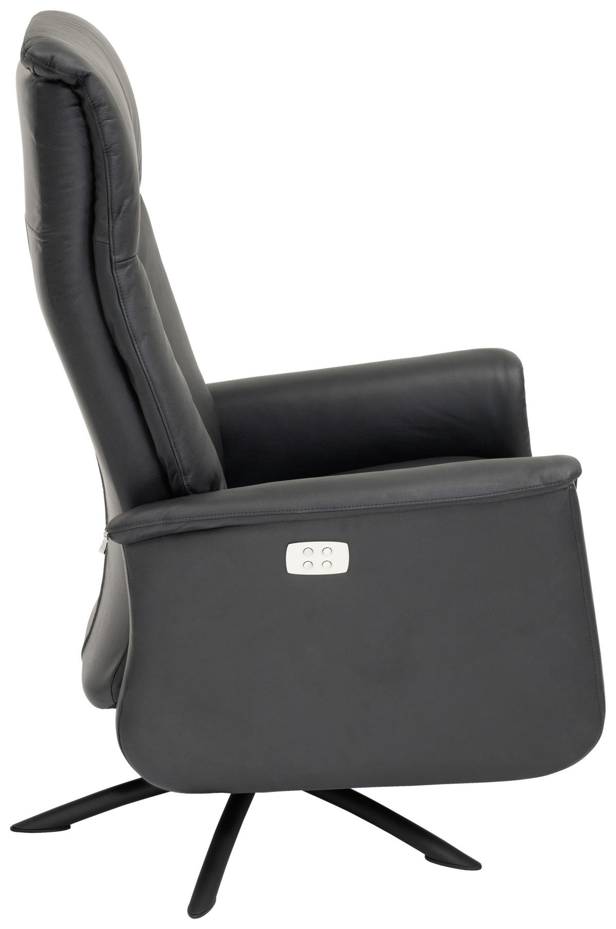 FÅTÖLJ i trä, metall, läder svart  - stålfärgad/svart, Design, metall/läder (77/112/87cm) - Welnova