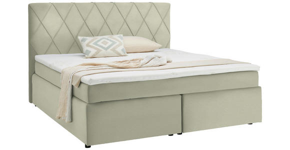 BOXSPRINGBETT 180/200 cm  in Creme  - Creme/Schwarz, Design, Kunststoff/Textil (180/200cm) - Xora