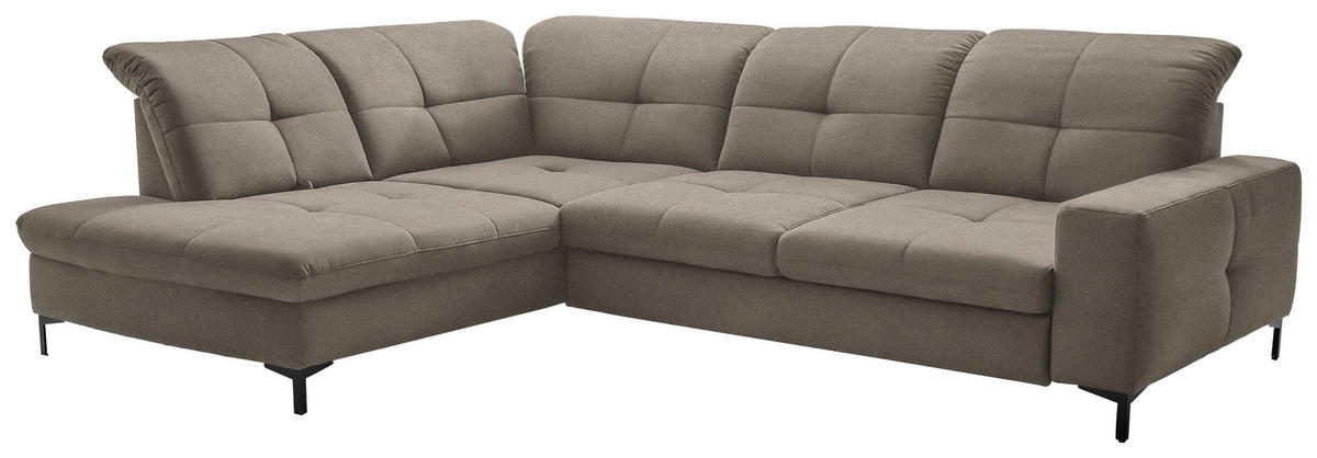 ECKSOFA in Chenille Hellbraun  - Hellbraun/Schwarz, Design, Textil/Metall (240/308cm) - Xora