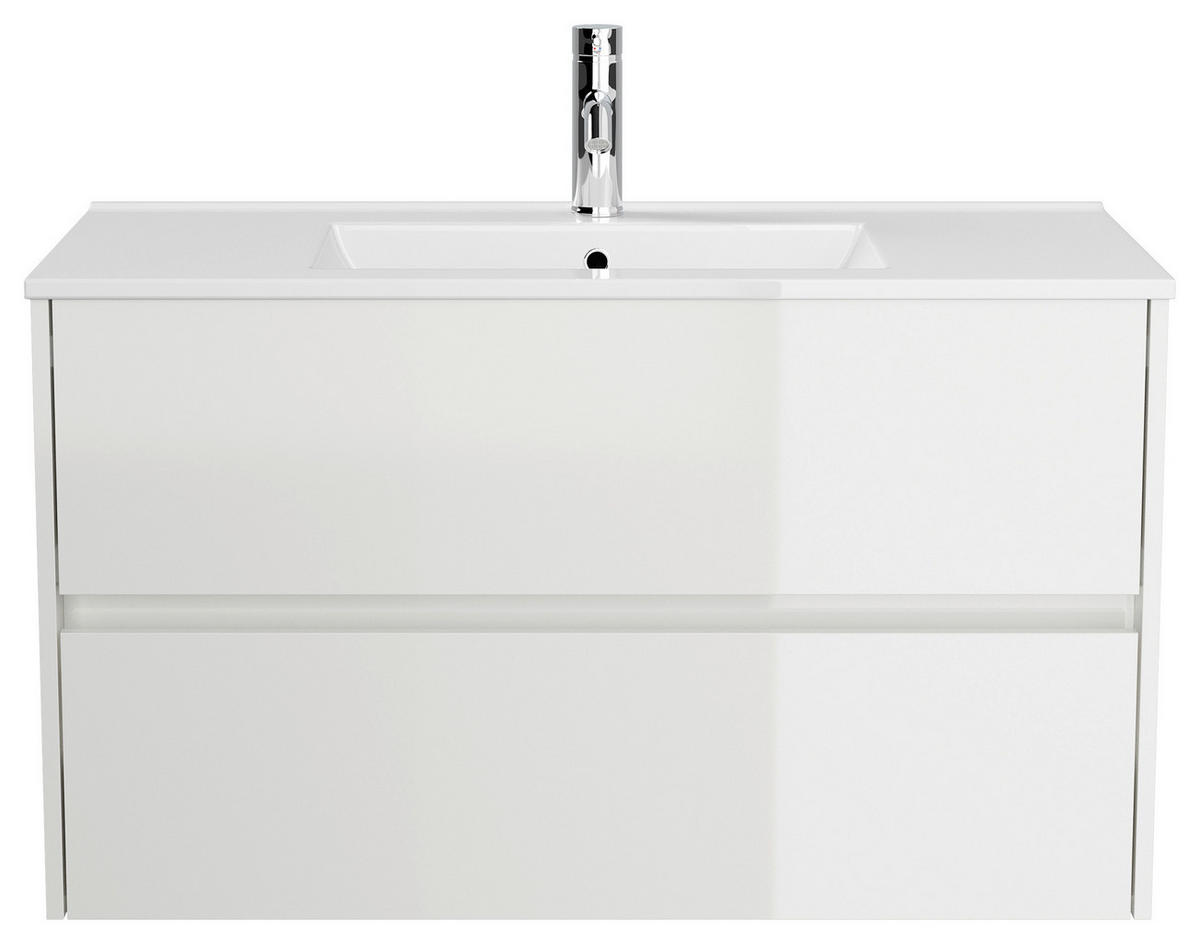 WASCHTISCHKOMBI 100 cm  - Weiß Hochglanz/Weiß, MODERN, Keramik/Holzwerkstoff (100cm) - MID.YOU