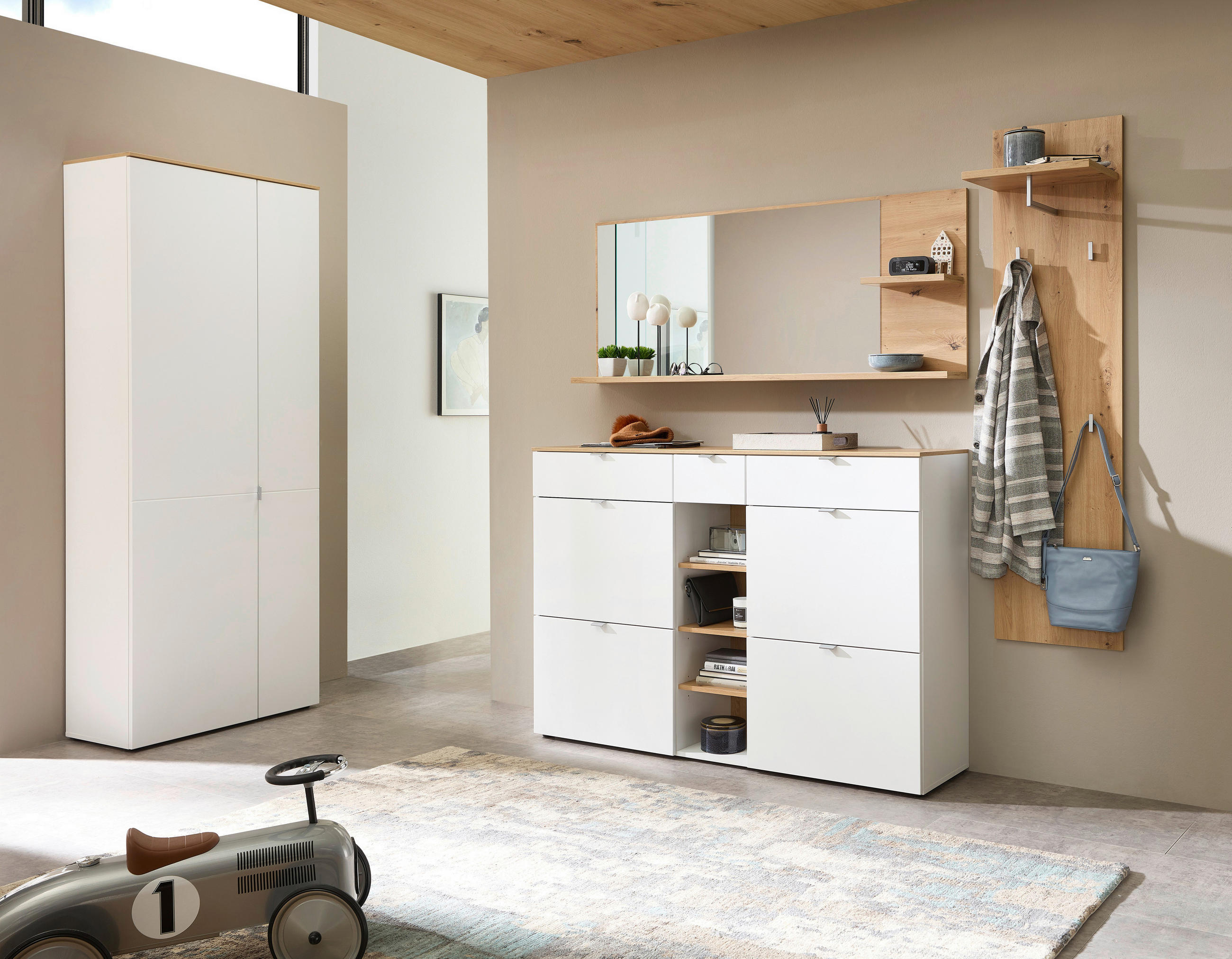GARDEROBENSCHRANK Bari  in 78/202/38 cm  - Silberfarben/Schwarz, Design, Holzwerkstoff/Kunststoff (78/202/38cm)