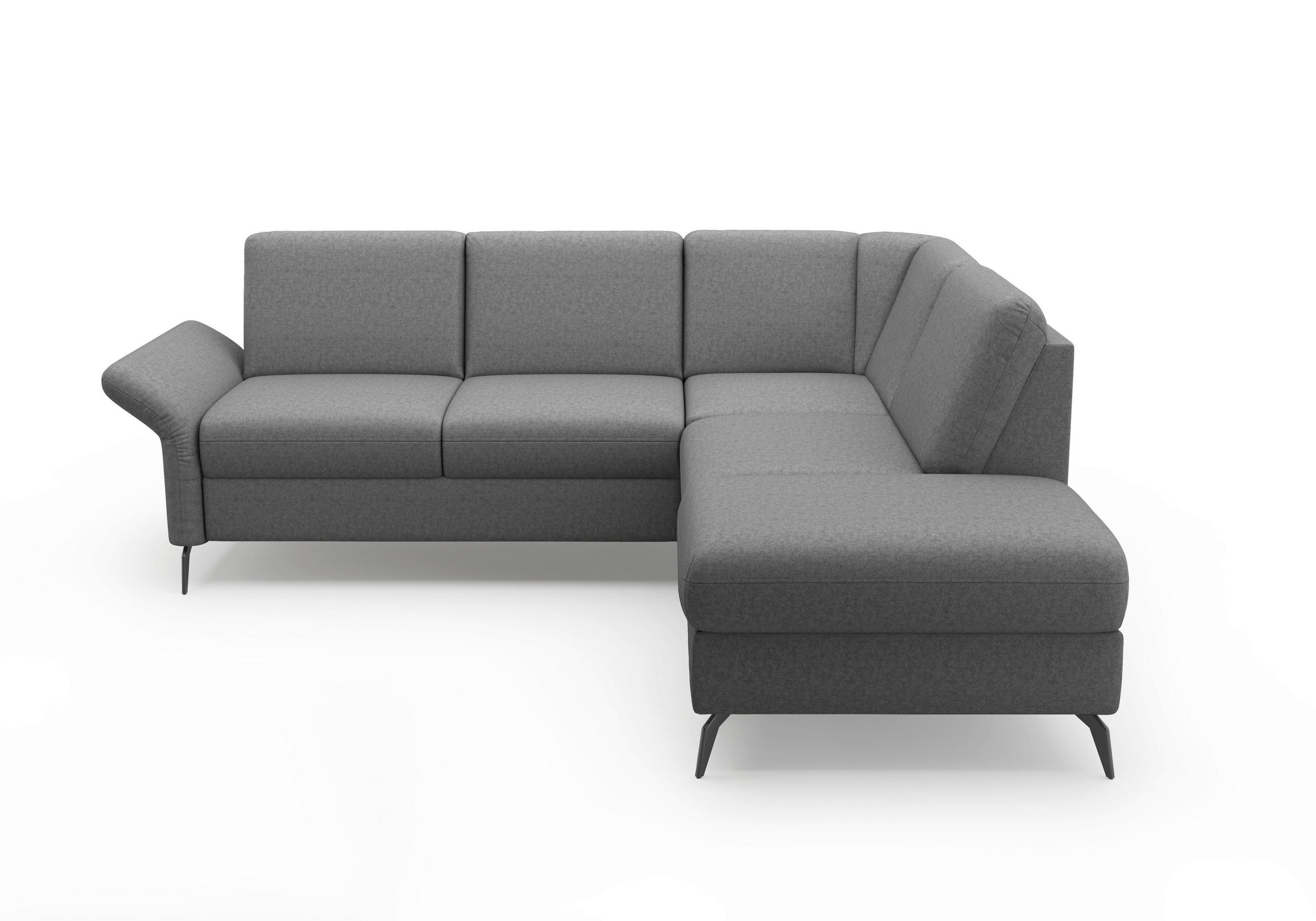 ECKSOFA ROCHELLE E Dunkelgrau Flachgewebe  - Dunkelgrau/Schwarz, KONVENTIONELL, Textil/Metall (240/216cm) - Sit & More