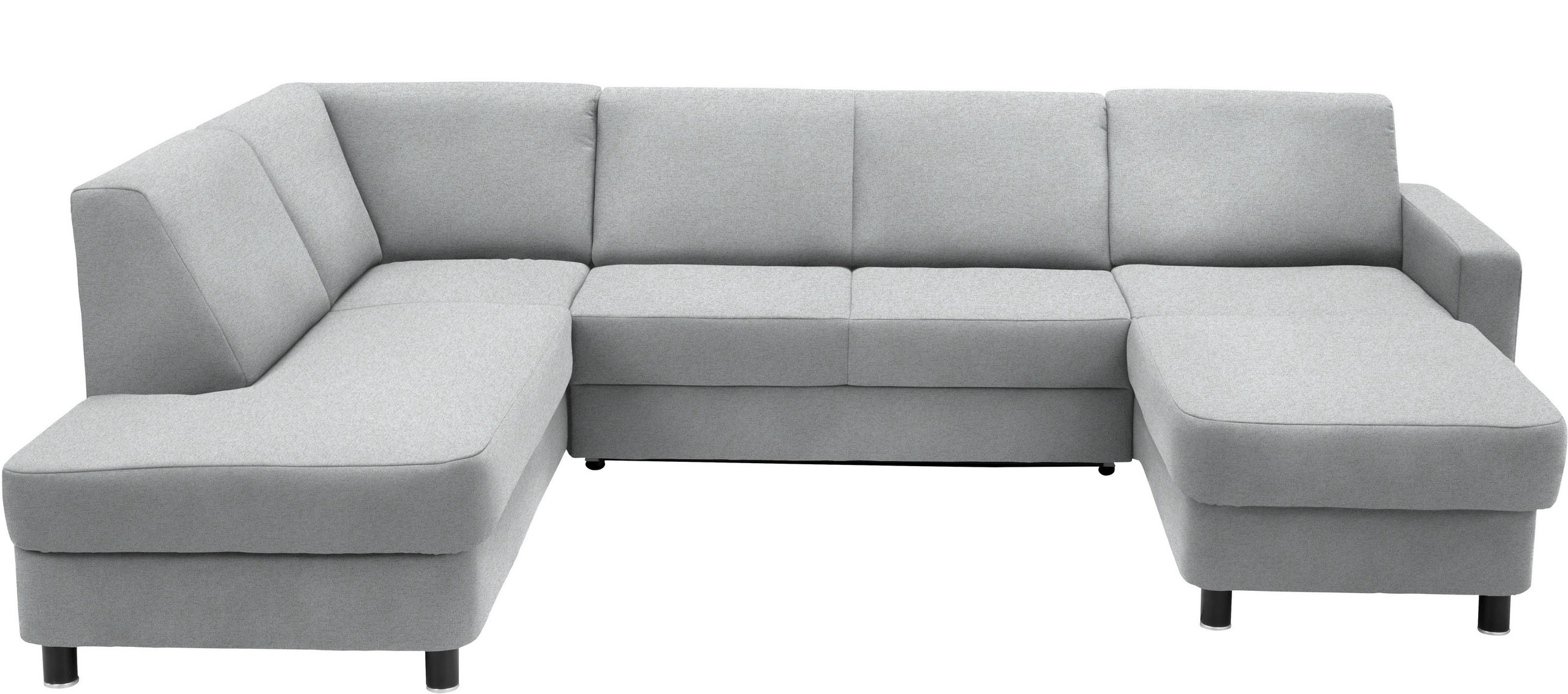 WOHNLANDSCHAFT in Webstoff Hellgrau  - Hellgrau/Schwarz, Design, Holz/Textil (198/296/165cm) - Xora