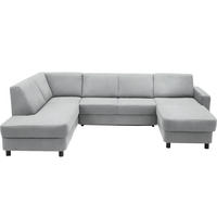 WOHNLANDSCHAFT in Webstoff Hellgrau  - Hellgrau/Schwarz, Design, Holz/Textil (198/296/165cm) - Xora