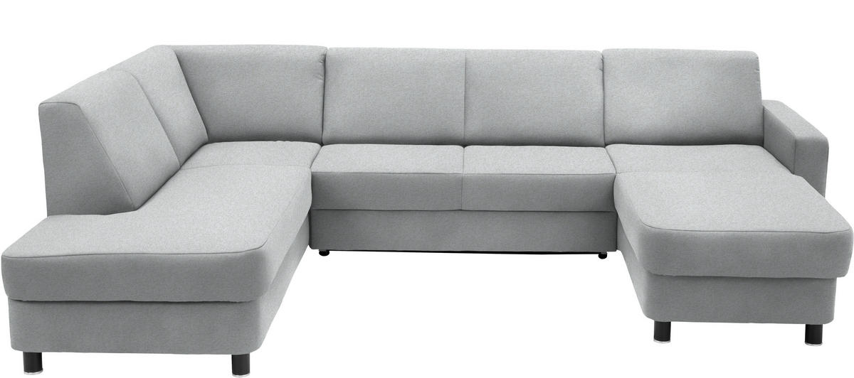 WOHNLANDSCHAFT in Webstoff Hellgrau  - Hellgrau/Schwarz, Design, Holz/Textil (198/296/165cm) - Xora