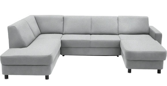 WOHNLANDSCHAFT  in Webstoff Hellgrau  - Hellgrau/Schwarz, Design, Holz/Textil (198/296/165cm) - Xora