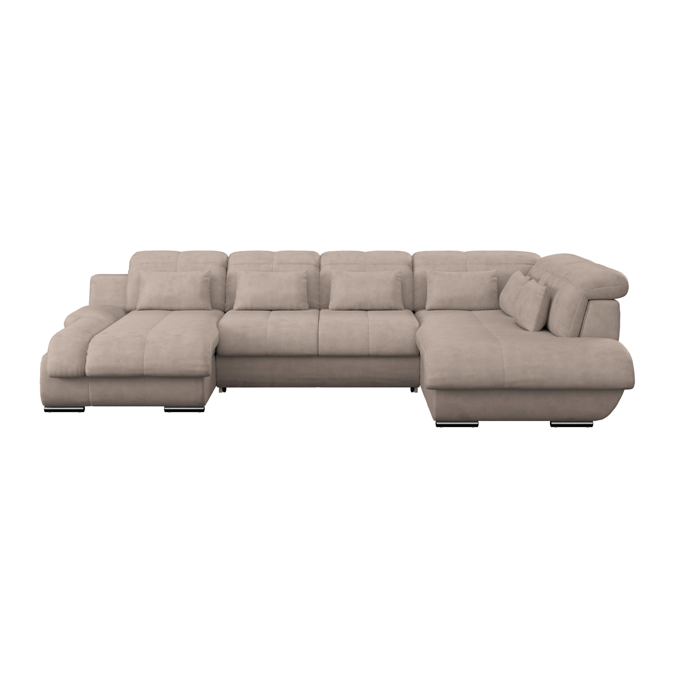 WOHNLANDSCHAFT in Mikrofaser Beige  - Chromfarben/Dunkelgrau, Modern, Textil/Metall (184/345/228cm) - MID.YOU