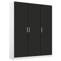 DREHTÜRENSCHRANK 136/210/54 cm 3-türig Weiß, Grau  - Chromfarben/Weiß, MODERN, Holzwerkstoff/Kunststoff (136/210/54cm) - Rauch Möbel