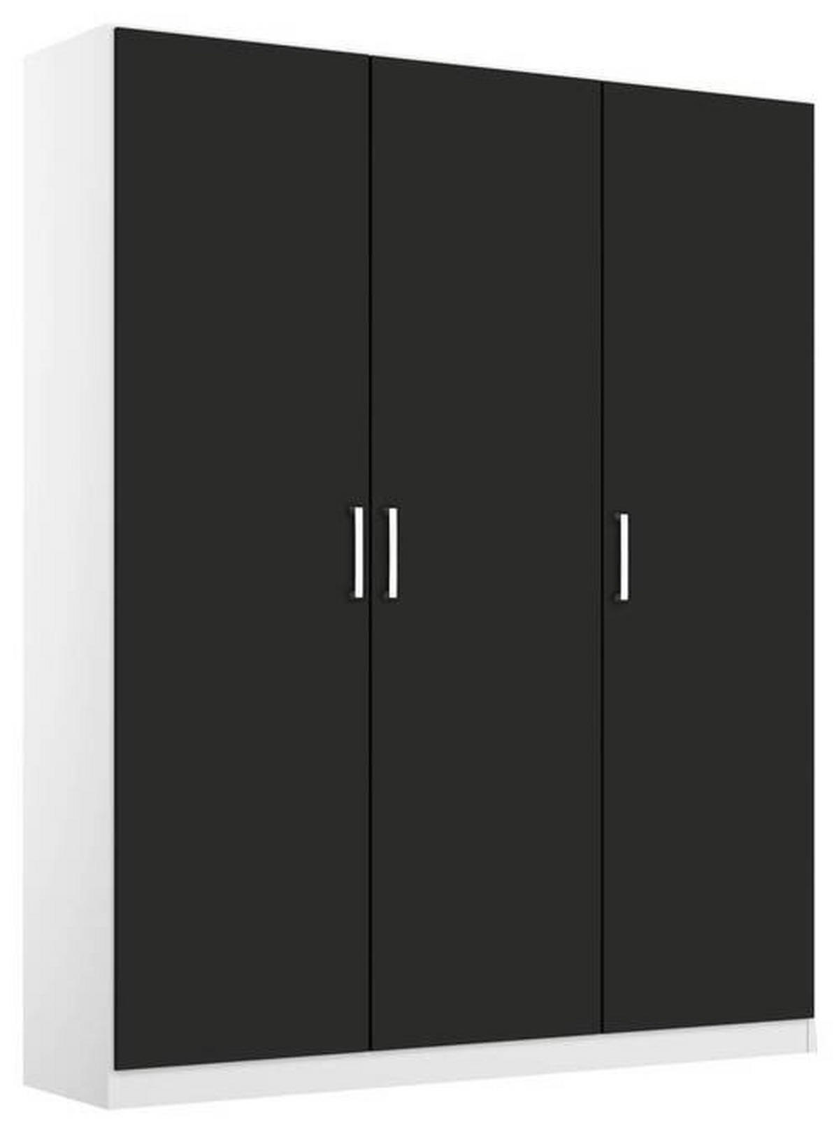 DREHTÜRENSCHRANK 136/210/54 cm 3-türig Weiß, Grau  - Chromfarben/Weiß, MODERN, Holzwerkstoff/Kunststoff (136/210/54cm) - Rauch Möbel