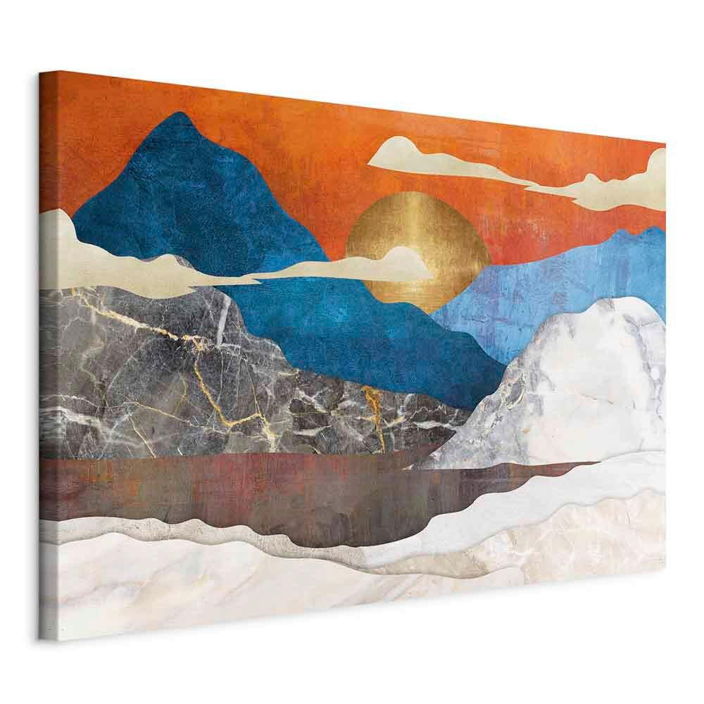 LEINWANDBILD Landschaft und Natur, Abstraktes, Berge Dunkelblau, Grauweiß  - Grauweiß/Dunkelblau, Basics, Holz/Textil (120/80/1.2cm) - artgeist
