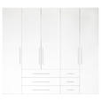 DREHTÜRENSCHRANK  in Weiß, Weiß Hochglanz  - Weiß Hochglanz/Alufarben, KONVENTIONELL, Holzwerkstoff/Metall (244/218,6/59,4cm) - Xora