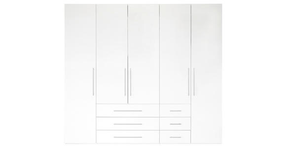 DREHTÜRENSCHRANK in Weiß, Weiß Hochglanz - Weiß Hochglanz/Alufarben, KONVENTIONELL, Holzwerkstoff/Metall (244/218,6/59,4cm) - Xora