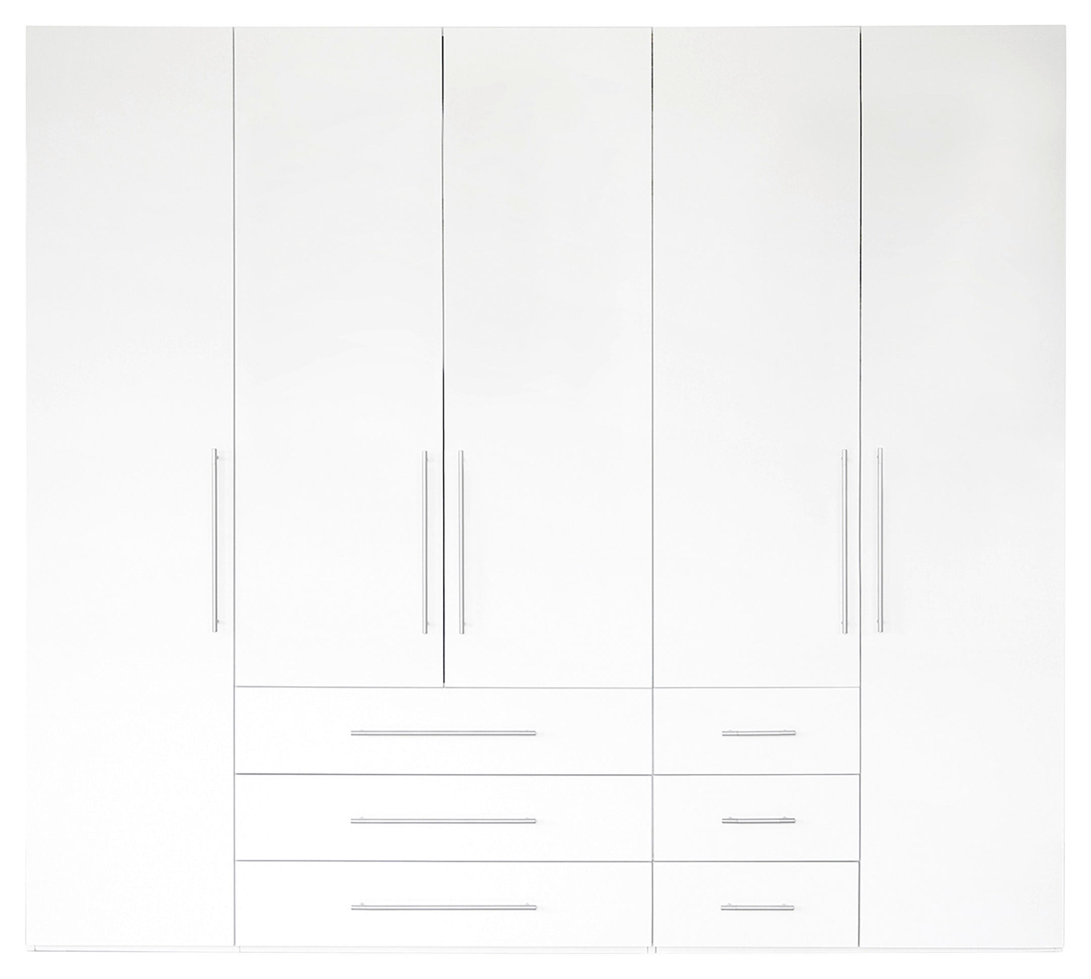DREHTÜRENSCHRANK  in Weiß, Weiß Hochglanz  - Weiß Hochglanz/Alufarben, KONVENTIONELL, Holzwerkstoff/Metall (244/218,6/59,4cm) - Xora