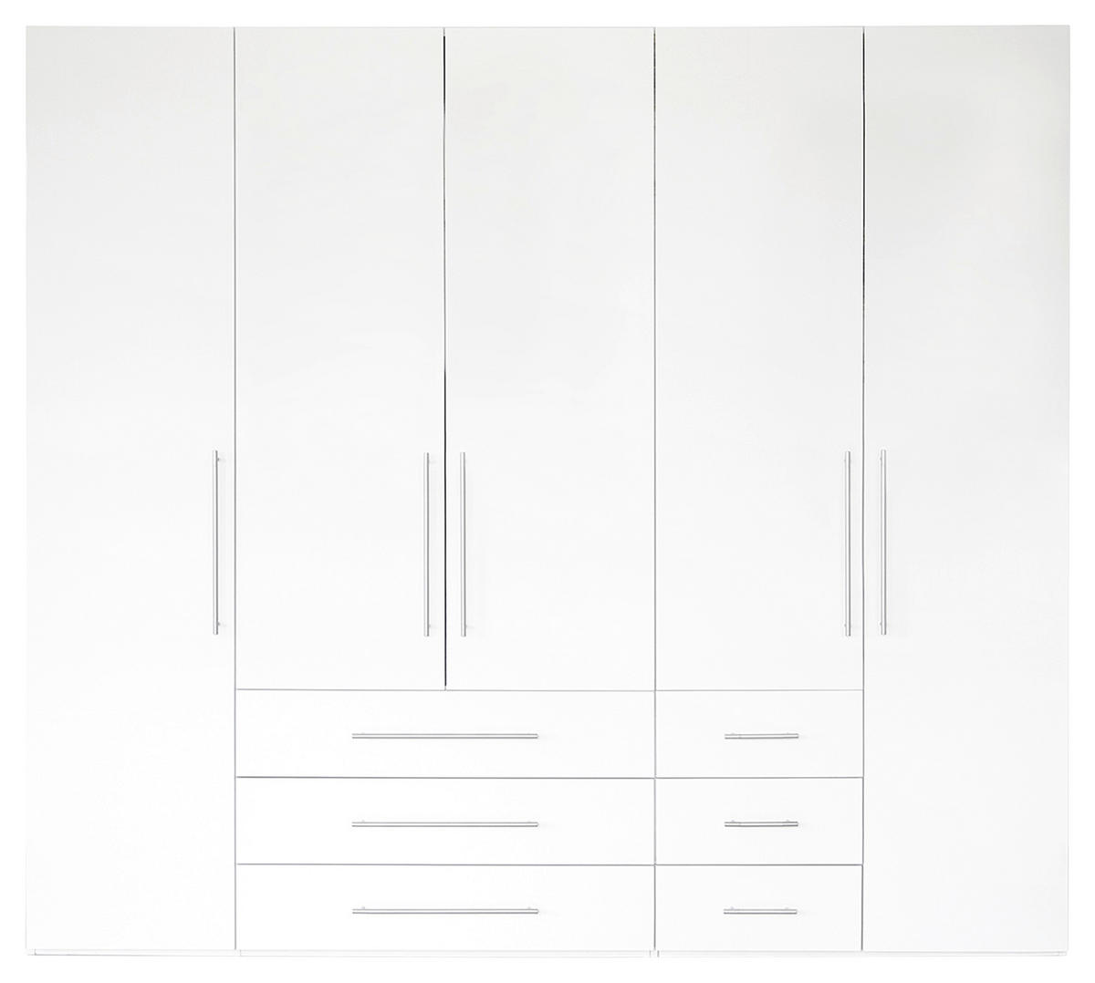 GARDEROB MED GÅNGJÄRN 244/218,6/59,4 cm 5-dörrar - vit/aluminiumfärg, Klassisk, metall/trämaterial (244/218,6/59,4cm) - Best Price