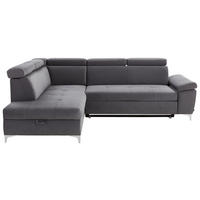 ECKSOFA  Mikrofaser Dunkelgrau  - Chromfarben/Dunkelgrau, Konventionell, Textil/Metall (206/271cm) - Carryhome