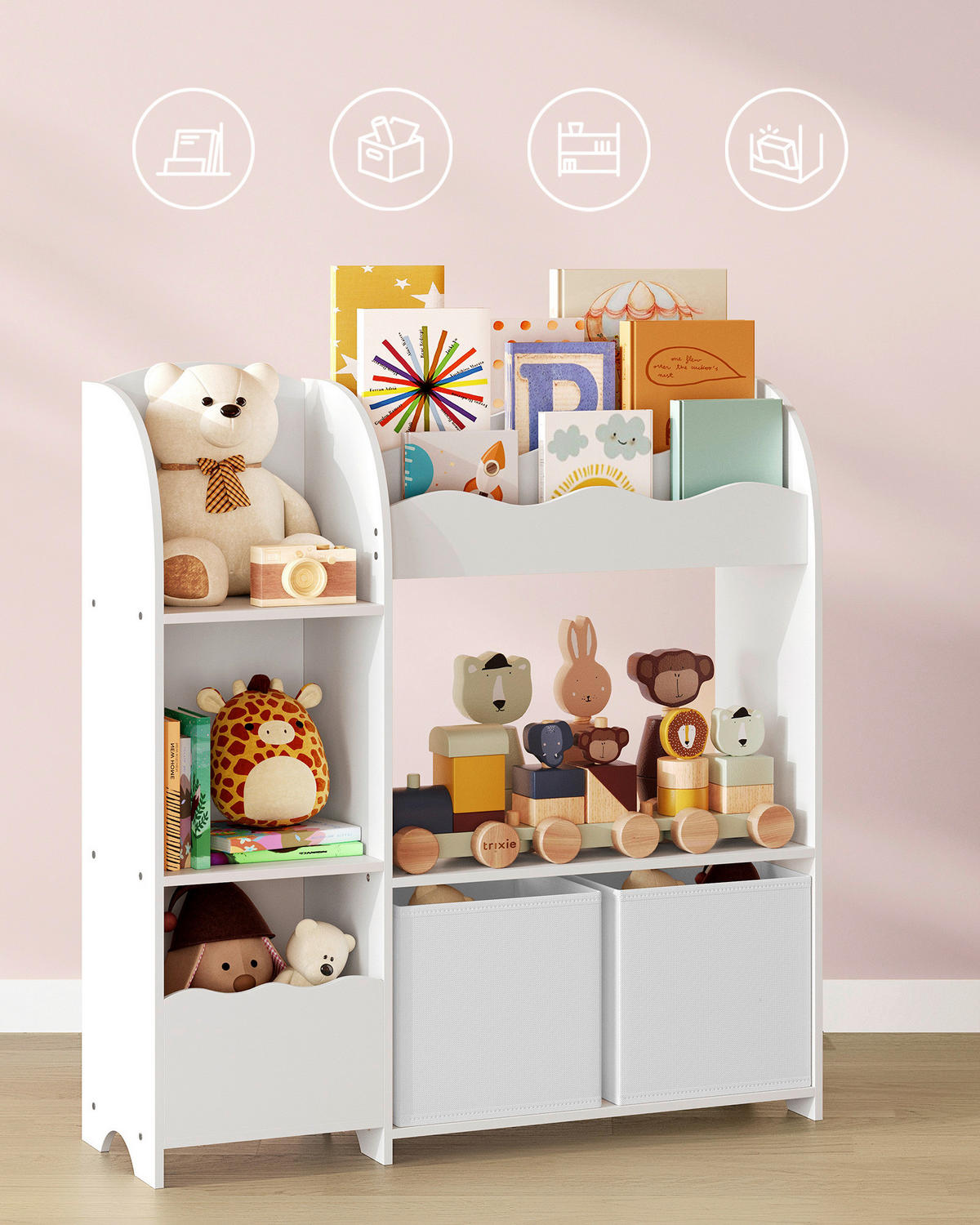 KINDERREGAL 62,5/70,2/29,5 cm  - Weiß, MODERN, Holzwerkstoff/Textil (62,5/70,2/29,5cm) - MID.YOU