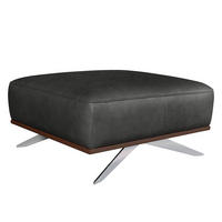 HOCKER Echtleder Schwarz  - Chromfarben/Schwarz, Design, Leder/Metall (95/46/80cm) - Livetastic