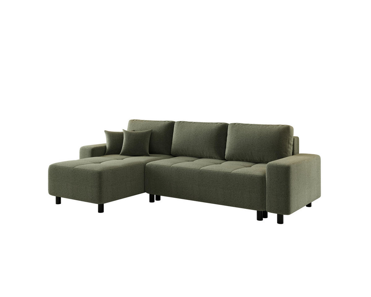 ECKSOFA  in Jacquard Olivgrün  - Schwarz/Olivgrün, MODERN, Kunststoff/Textil (144/246cm) - Carryhome