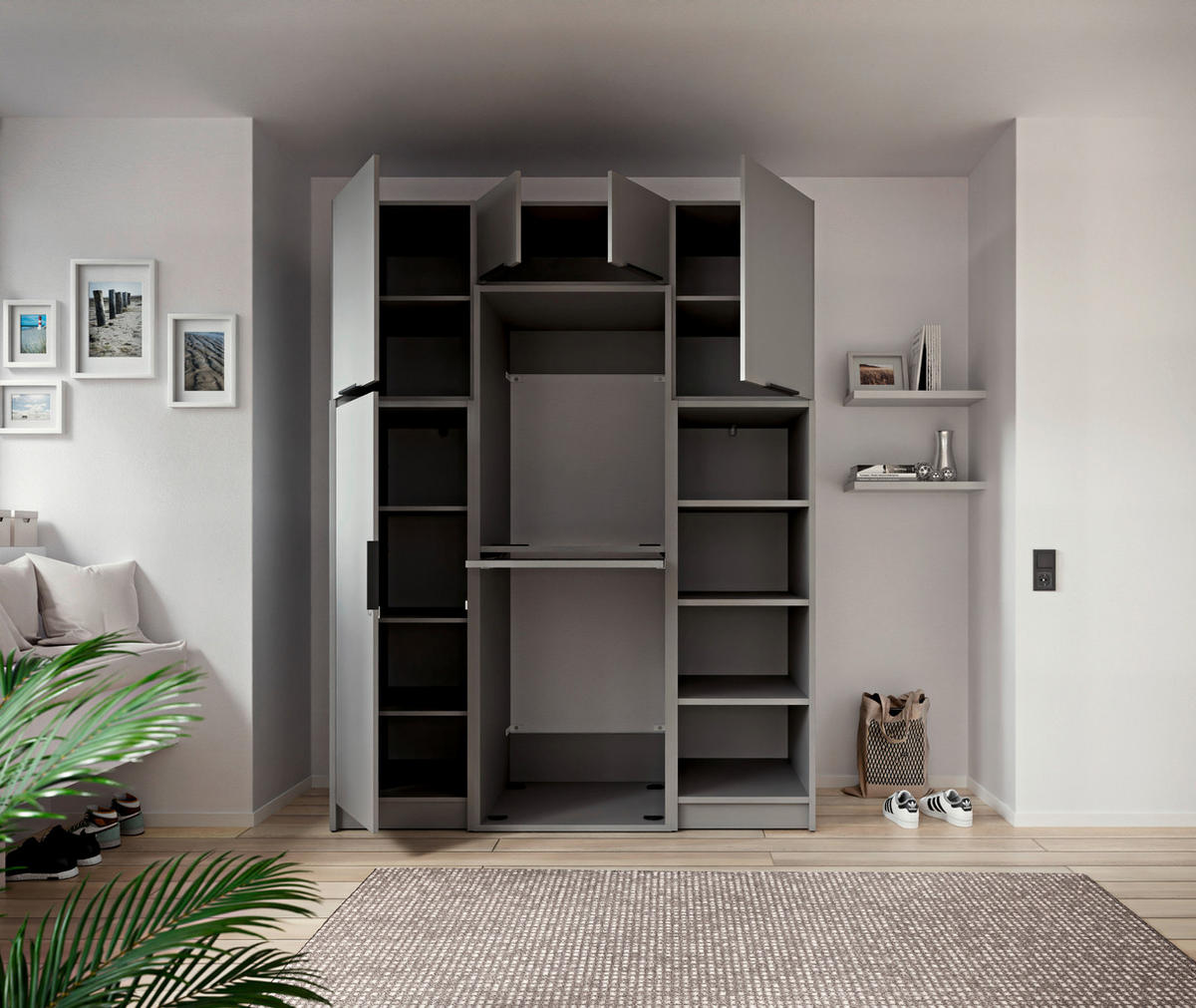 WASCHMASCHINENSCHRANK 70/220/68 cm  in Grau  - Schwarz/Grau, Basics, Holzwerkstoff/Kunststoff (70/220/68cm) - MID.YOU