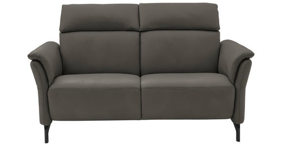 2-SITZER-SOFA in Leder Dunkelgrau  - Dunkelgrau/Schwarz, KONVENTIONELL, Leder/Metall (178/103/95cm) - Dieter Knoll