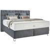 BOXSPRINGBETT 180/200 cm  Dunkelgrau  - Dunkelgrau/Silberfarben, Konventionell, Textil/Metall (180/200cm) - Ambiente