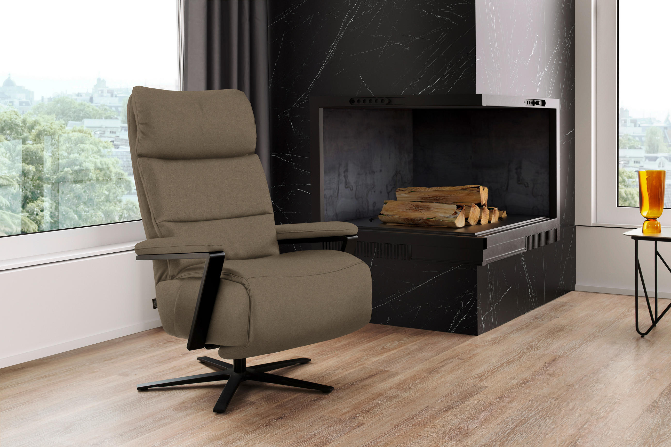 FERNSEHSESSEL  mit Relaxfunktion Echtleder Hellbraun  - Hellbraun/Schwarz, Design, Leder/Metall (74/111/85cm) - Schöner Wohnen