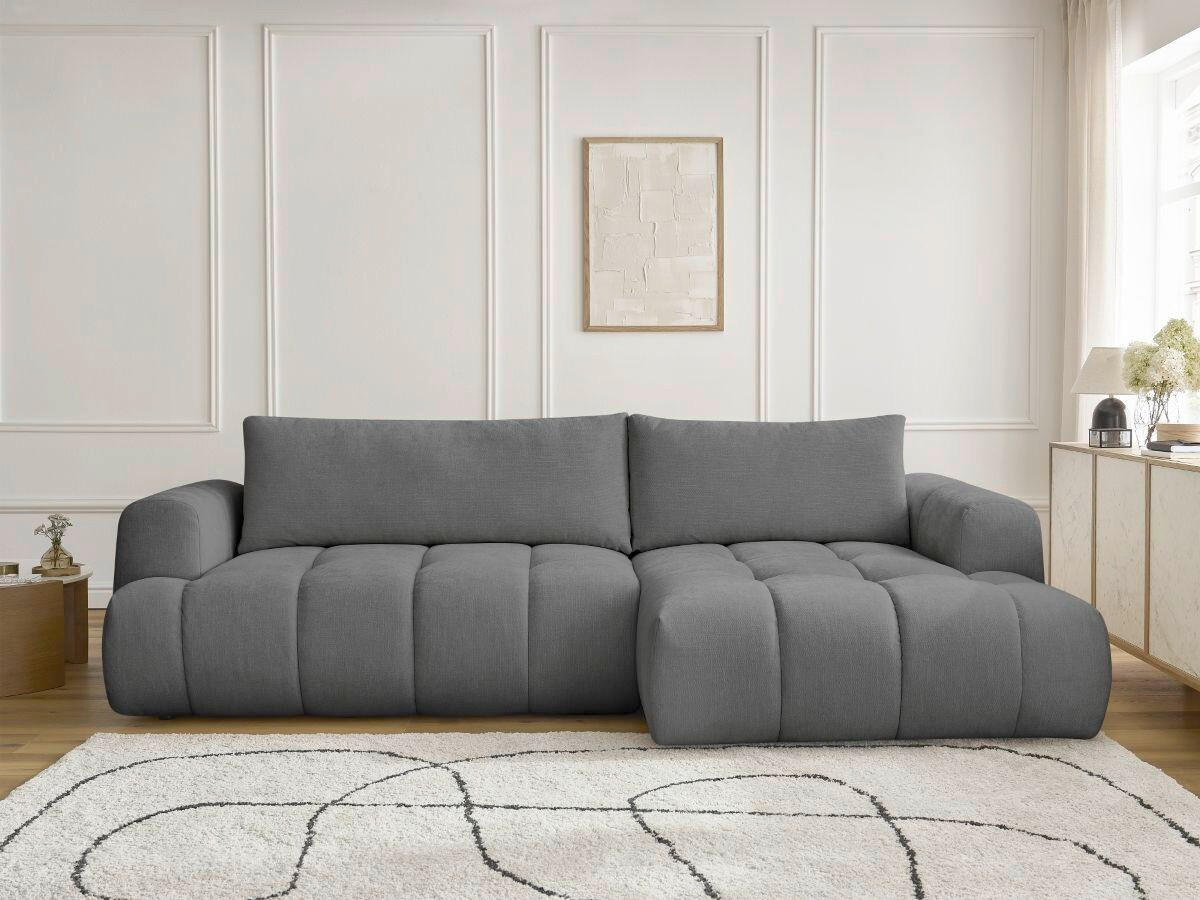 ECKSCHLAFSOFA FUJI Leinenoptik Dunkelgrau  inkl.  - Dunkelgrau/Schwarz, MODERN, Kunststoff/Textil (292/160cm)