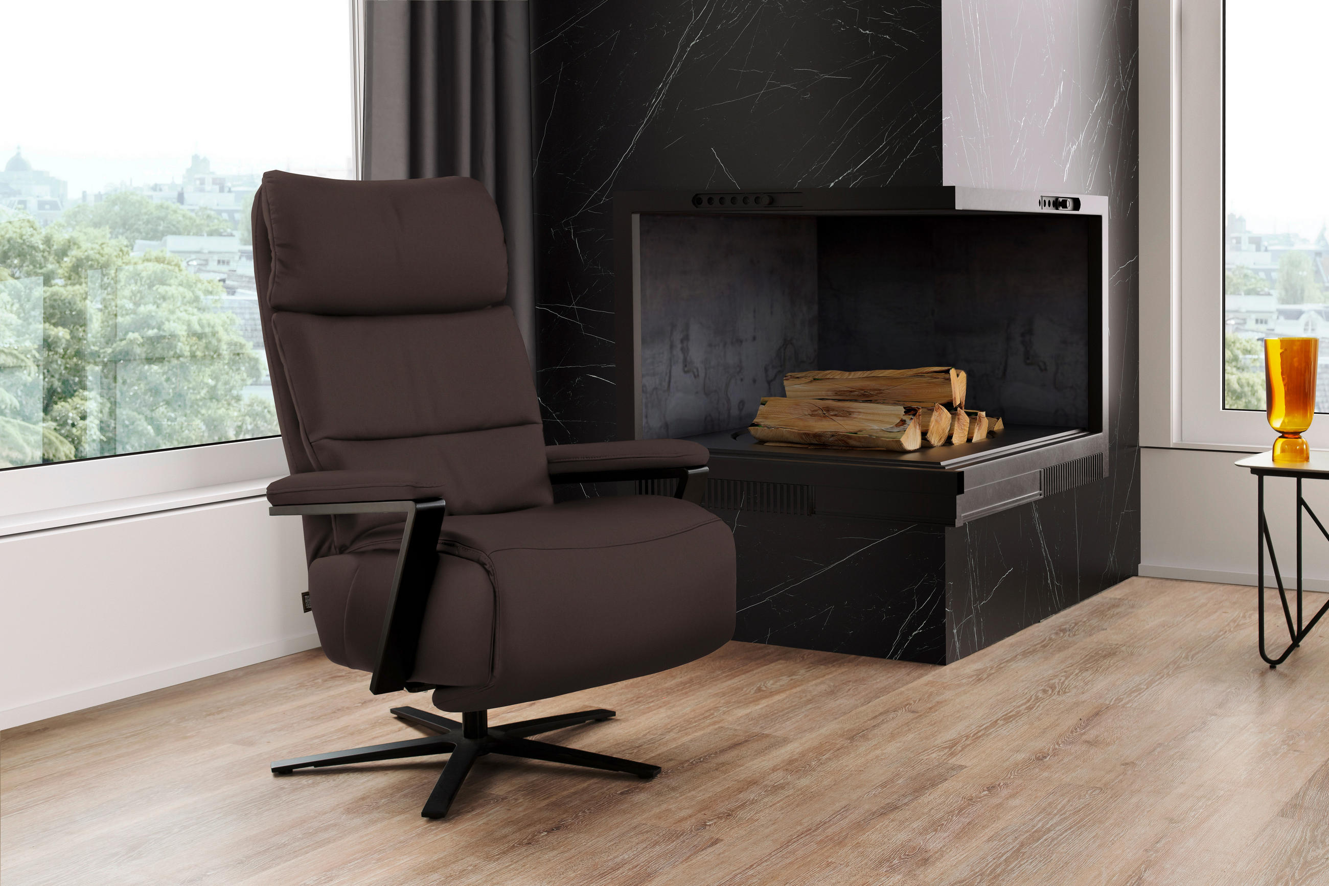 FERNSEHSESSEL  mit Relaxfunktion Echtleder Dunkelbraun  - Dunkelbraun/Schwarz, Design, Leder/Metall (74/111/85cm) - Schöner Wohnen