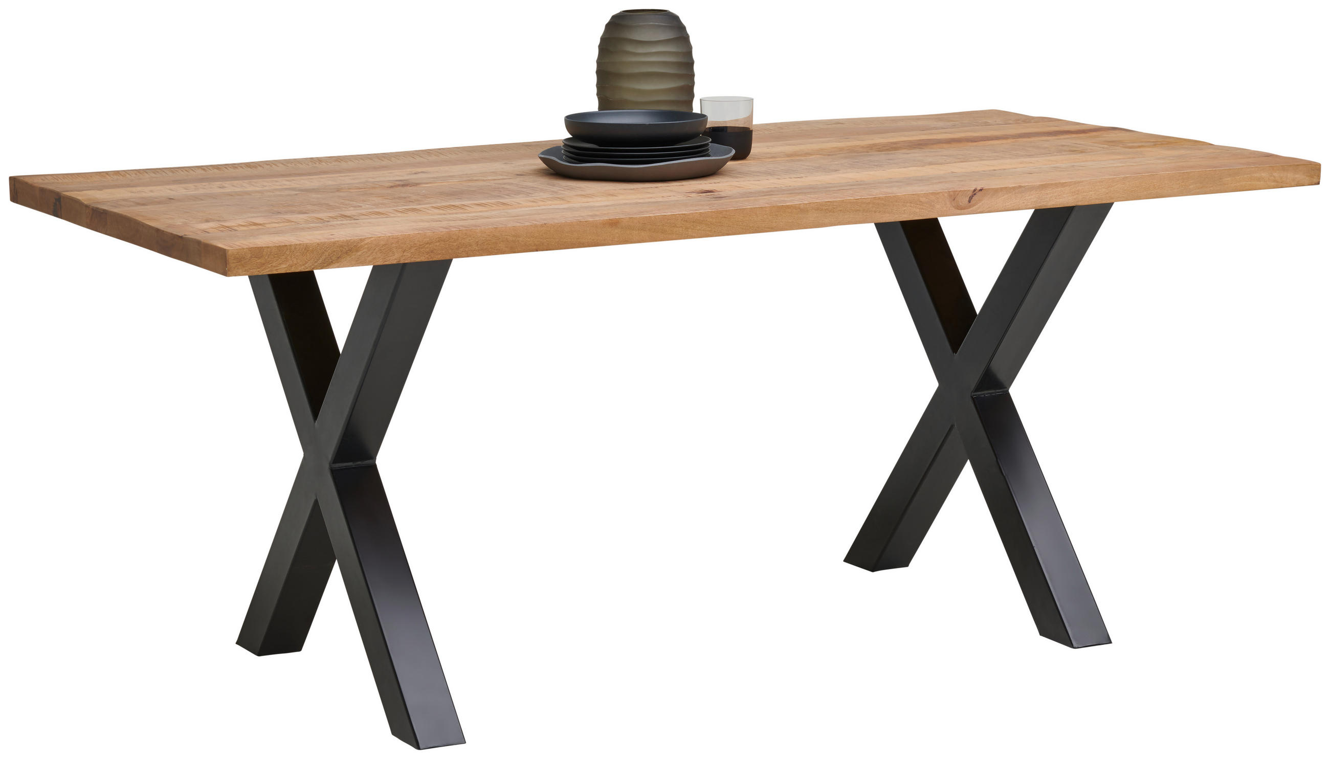 MATBORD i trä, metall 180/90/77 cm   - svart/naturfärgad, Lifestyle, metall/trä (180/90/77cm) - Landscape