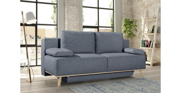 BOXSPRINGSOFA in Blau, Grau  - Blau/Grau, Design, Holz/Textil (203/97/107cm) - Dieter Knoll