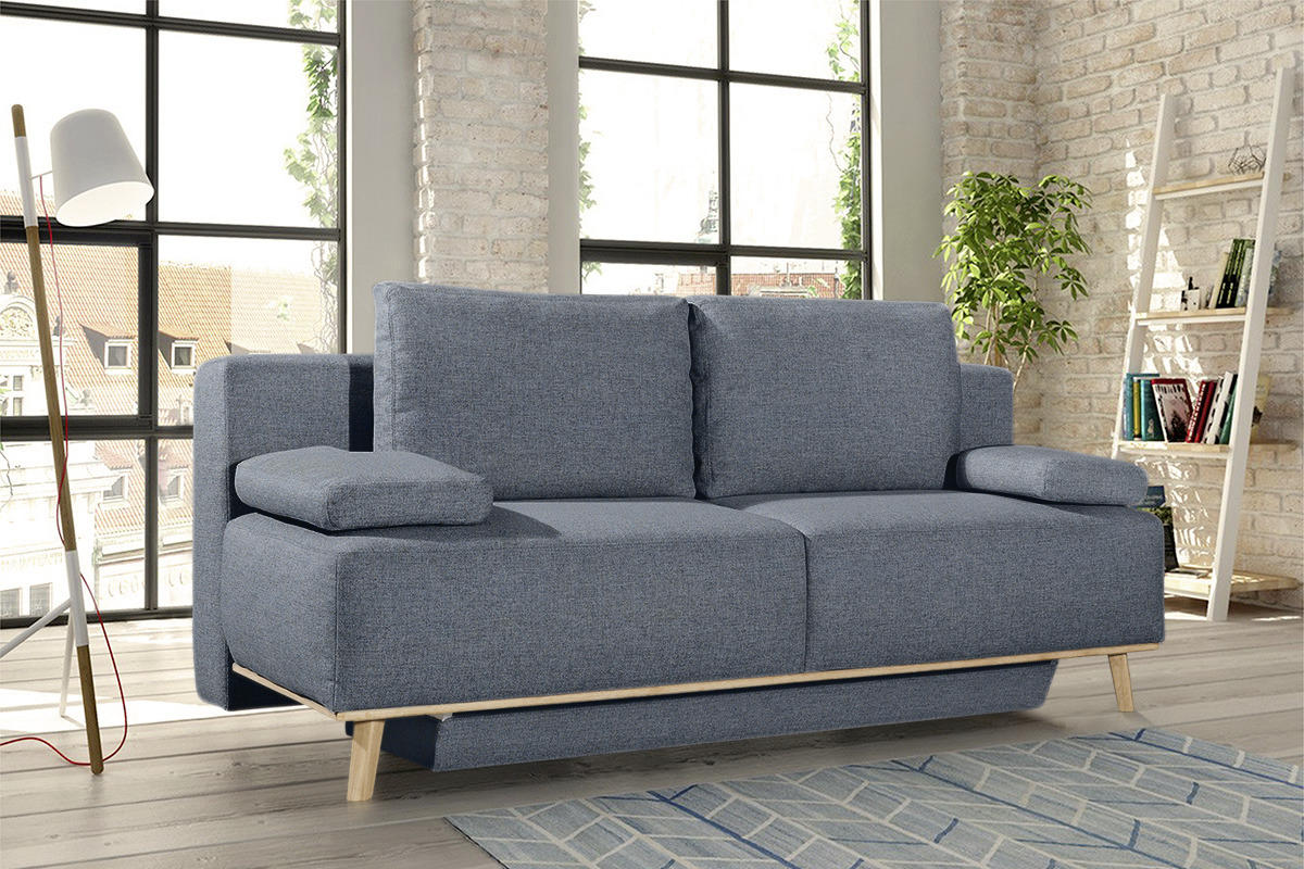 BOXSPRINGSOFA in Blau, Grau  - Blau/Grau, Design, Holz/Textil (203/97/107cm) - Dieter Knoll