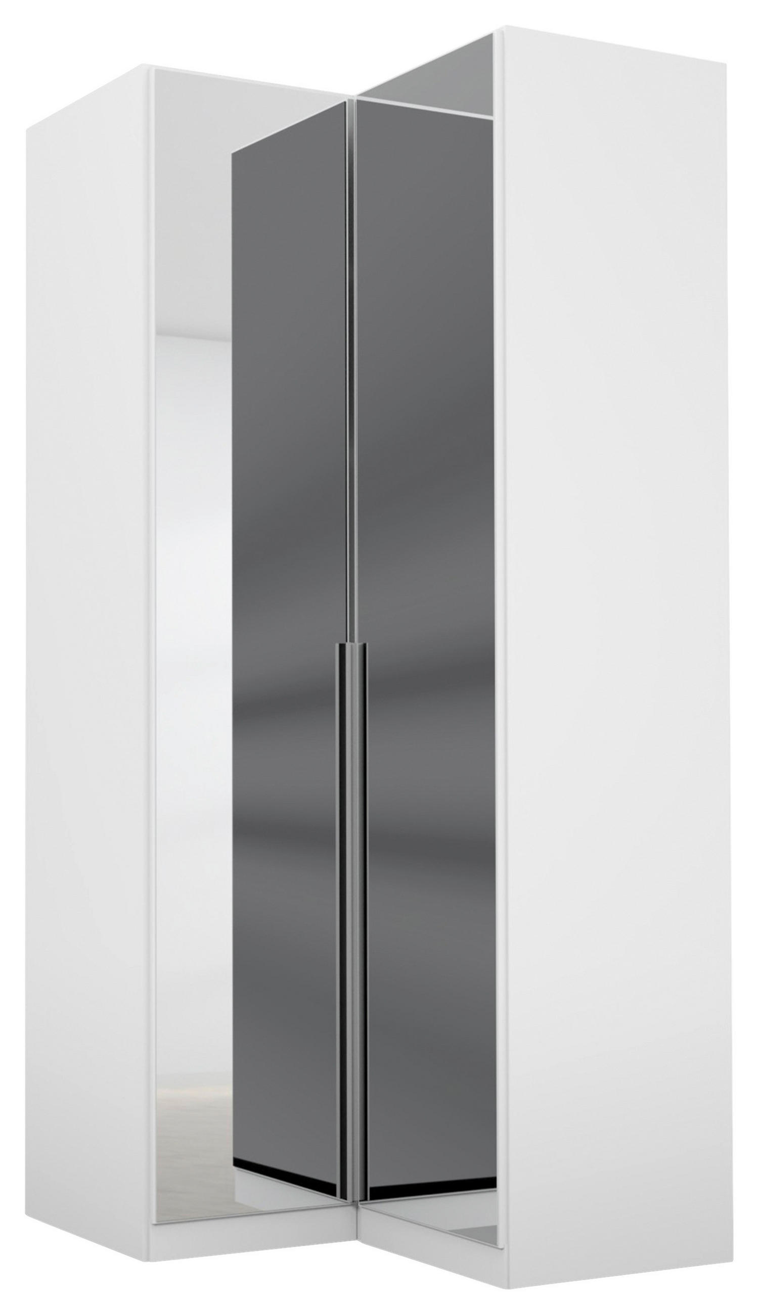 ECKKLEIDERSCHRANK 100/229/102 cm Weiß, Silberfarben  - Silberfarben/Alufarben, MODERN, Holzwerkstoff (100/229/102cm) - Rauch Möbel