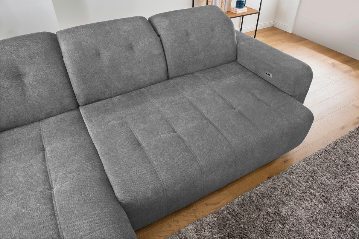 ECKSOFA Vicari Dunkelgrau Chenille  - Dunkelgrau/Schwarz, MODERN, Textil/Metall (292/185cm) - Livetastic