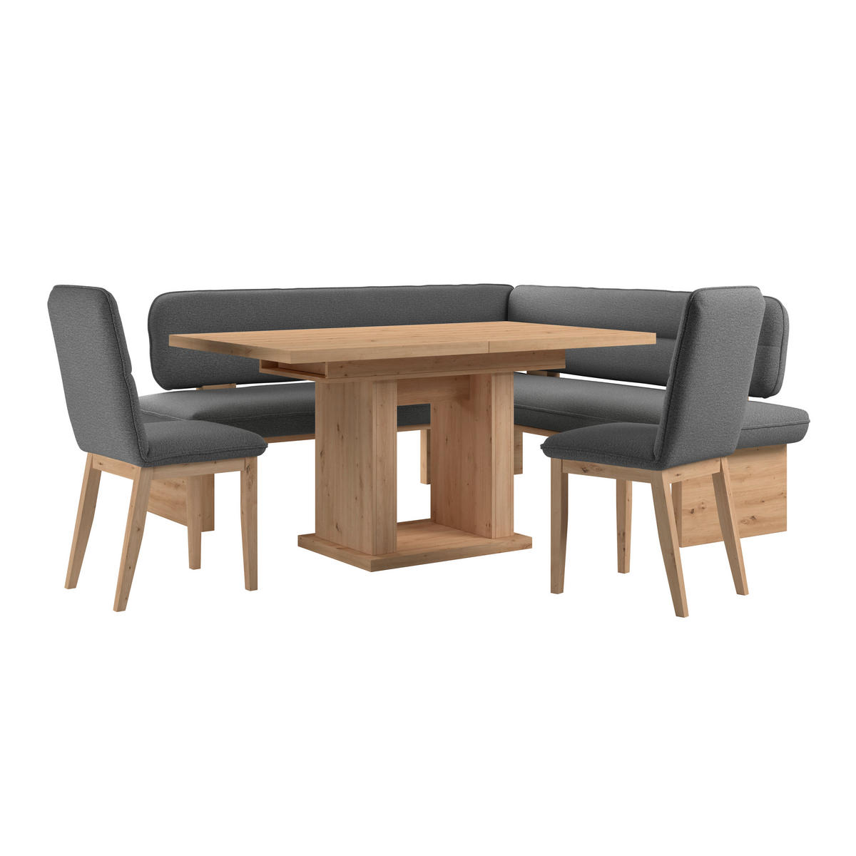 ECKBANK 212/170 cm Webstoff Anthrazit Eiche Sperrholz   - Eichefarben/Anthrazit, KONVENTIONELL, Holz/Textil (212/170cm) - Livetastic