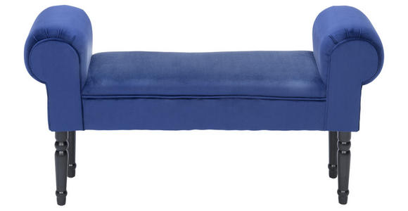 SITZBANK 100/54/30 cm Samt Blau, Schwarz Kiefer massiv  - Blau/Schwarz, Trend, Holz/Textil (100/54/30cm) - Xora