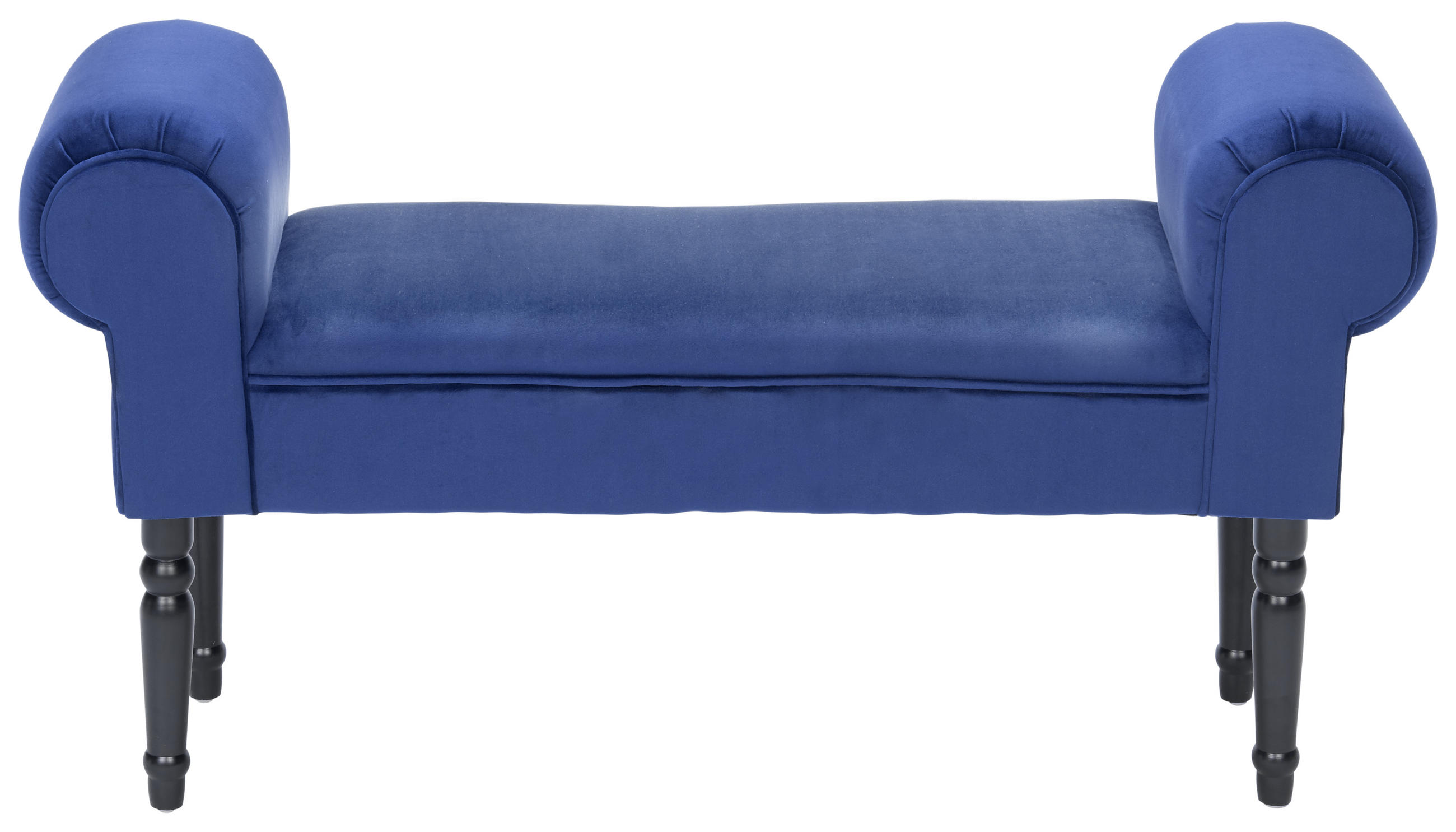 SITZBANK 100/54/30 cm Samt Blau, Schwarz Kiefer massiv - Blau/Schwarz, Trend, Holz/Textil (100/54/30cm) - Xora