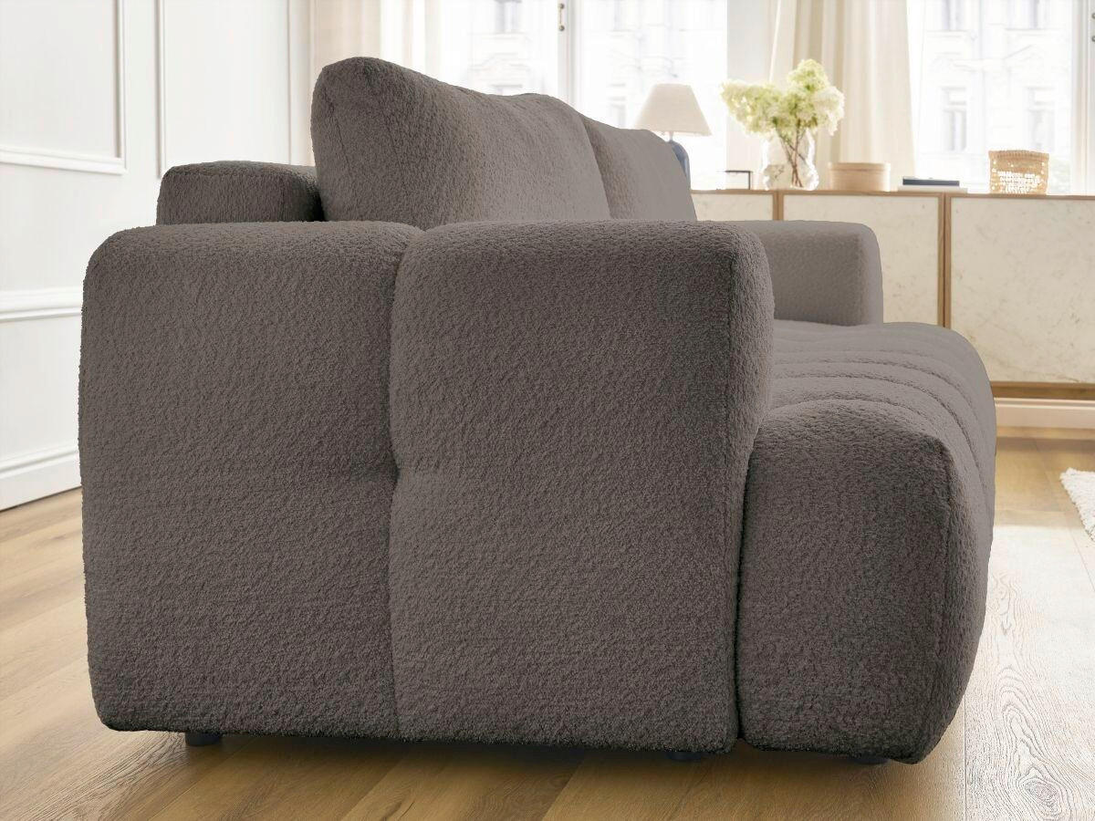 SCHLAFSOFA FUJI Bouclé Taupe  inkl.  - Taupe/Schwarz, MODERN, Kunststoff/Textil (251/113/88cm)