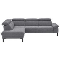 ECKSOFA 830 in Flachgewebe Grau  217/272 cm  - Schwarz/Grau, Design, Holzwerkstoff/Textil (217/272cm) - Pure Home Comfort
