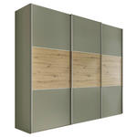SCHWEBETÜRENSCHRANK  in Salbeigrün, Eiche Artisan  - Salbeigrün/Alufarben, Design, Holzwerkstoff/Metall (280/222/68cm) - Moderano