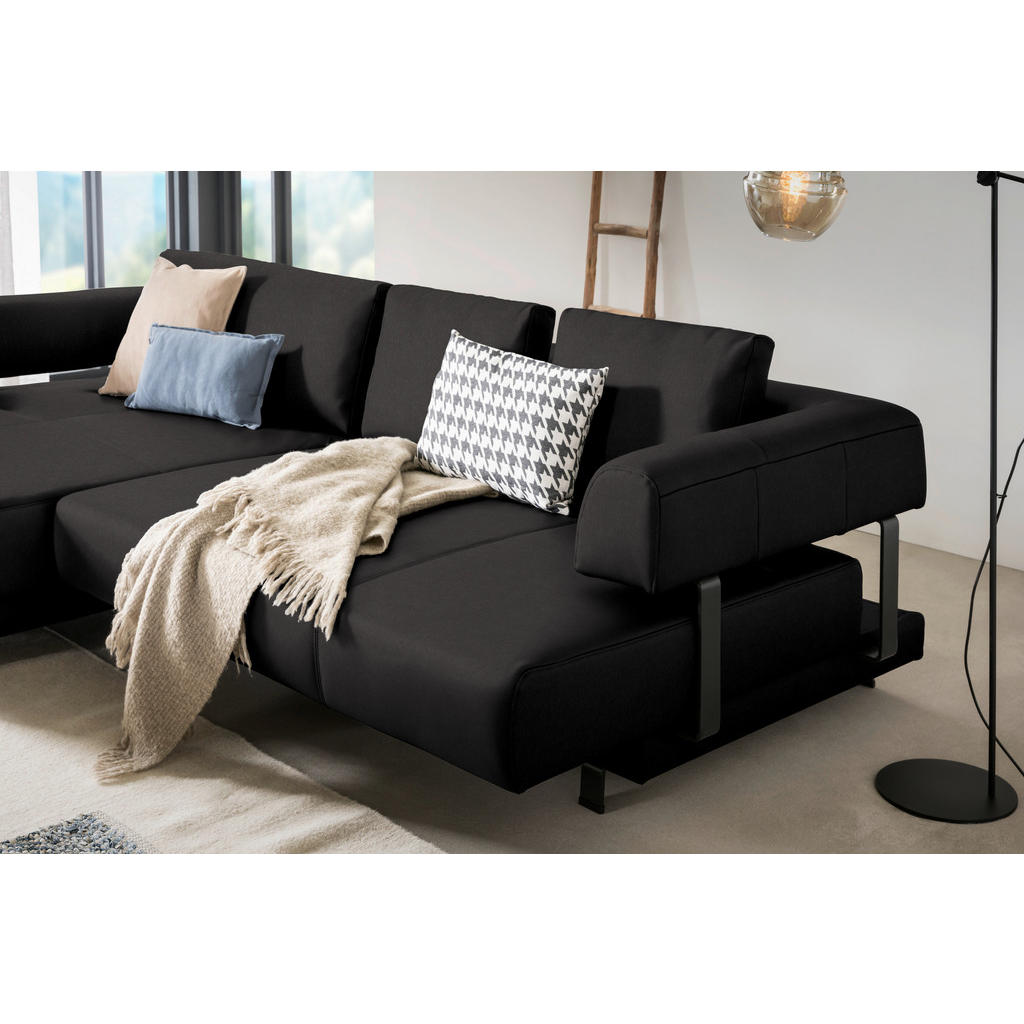 Thumbnail - Ecksofa, Dunkelbraun, Leder, Echtleder, Dickleder, 3-Sitzer, Füllung: Polyurethan (Pur), Ottomane links, L-Form, 307x188...