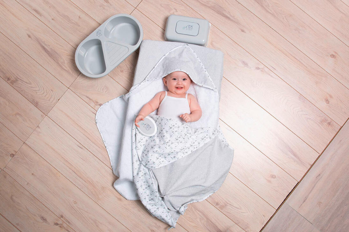 KAPUZENBADETUCH    - Weiss/Grau, Basics, Textil (85/75/1cm) - Bebe Jou